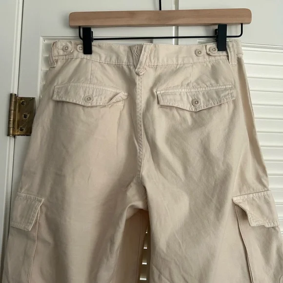 Madewell Low-Slung Straight Cargo Pants In Vintage Linen Beige Tan Size 26 - Picture 6 of 7